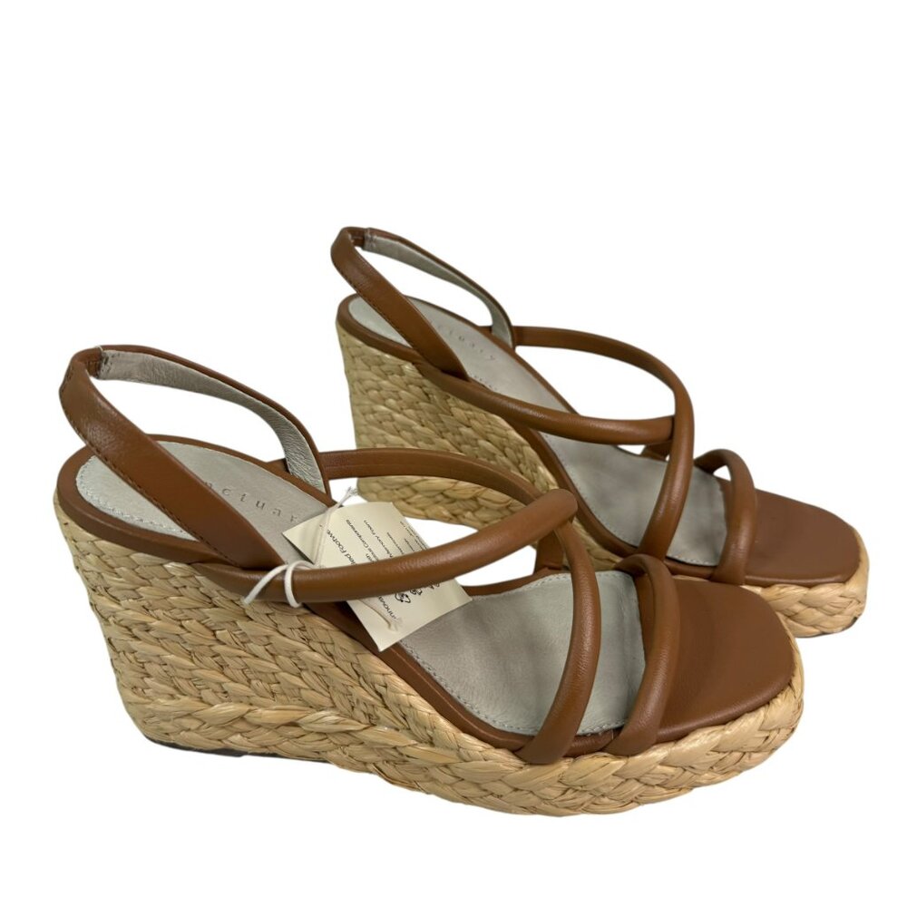 Sanctuary Tan Leather Strappy Wedge Sandals Size 8.5M Wedge Heels | NWT